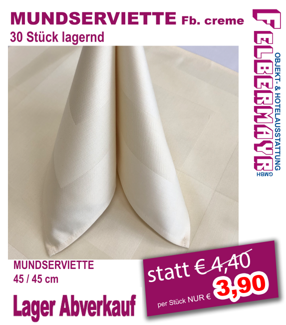 MUNDSERVIETTE Fb.creme, 100% BW